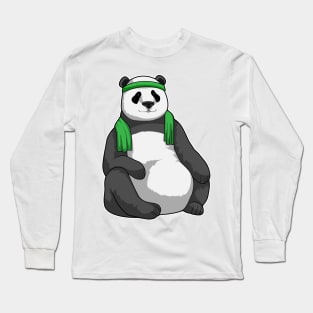 Panda at Fitness with Towel Long Sleeve T-Shirt